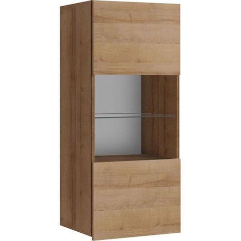 Armoire murale Remus I, Chêne doré, 117x45cm, Le nombre de portes: 132cm, Stratifié, Verre trempé
