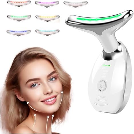 Masajeador facial antiarrugas, dispositivo de belleza antiarrugas de 7 colores con 3 modos, dispositivo facial V Face Beauty Meter para reafirmar y levantar la piel, masajeador facial eléctrico para m (1/5)