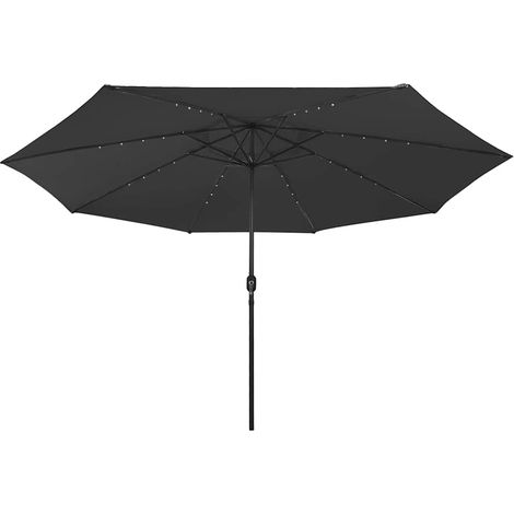 Maison Exclusive - Parasol de jardin avec lumières LED et mât en métal 400 cm noir (1/5)