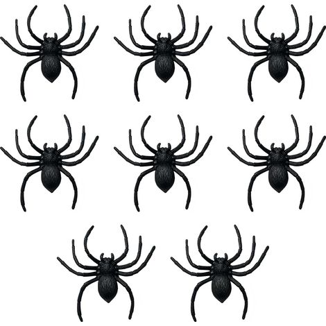 Set of 8 realistic 10cm Halloween spiders (1/5)