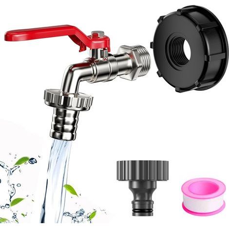 1000-Liter-Zinklegierungs-Tankhahn, Regenwassernutzungsventil, IBC-Tankanschluss, Wassertank-Adapterstecker, Gartenhahn (1/5)