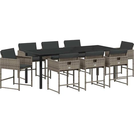 Maison Exclusive - Set da Pranzo per Giardino con cuscino 9 pcs Grigio polyrattan