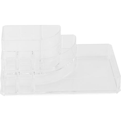 Boîte De Rangement Maquillage Transparente - 8 Compartiments - En Polystyrène Résistant - Pour Salle De Bain Et Coiffeuse - Lot De 1 (1/5)