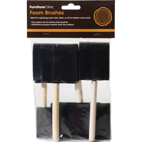 Pinceaux en Mousse pour l'application de Teintes, peintures, Vernis et huiles sur Le Bois. Paquet composé de 4 pinceaux de Tailles variées (1/5)