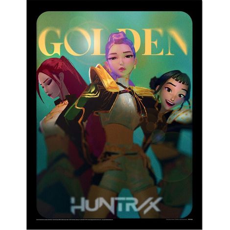 Pyramid International Póster de coleccionista K-POP Demon Hunter (dorado) de 30 cm x 40 cm, enmarcado para coleccionista, con licencia oficial, listo para colgar, tamaño único