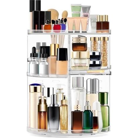 Rangement Maquillage Rotatif, Acrylique Organisateur Maquillage Rotatif, 360° Boite Rangement Parfum pour Cosmétique, Ajustable Grande Capacité Skincare Organizer pour Femmes, Filles (1/5)