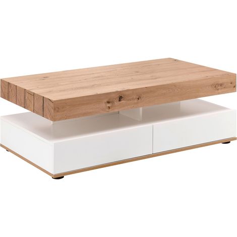 Mömax Couchtisch Cara Weiß/ Eichefarben MDF mit Stauraum (1/5)