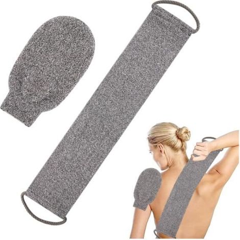 Gant Exfoliant - Non spécifié - 2 Pièces - Fibre de Bambou - Lavable - Gris (1/4)