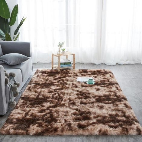 Tapis moderne en fausse fourrure douce et moelleuse grise, tapis de sol antidérapant, lavable et compatible avec la décoration du salon et de la chambre.