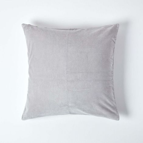 HOMESCAPES Light Grey Velvet Cushion Cover, 60 x 60 cm