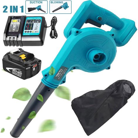 Souffleurs et aspirateurs de feuilles sans fil, souffleurs d'air de jardin 2 pouces pour neige / patio / jardin / garage nettoyage + 5.5A Batterie + Chargeur DC18RC ,Compatible avec la batterie Makita (1/5)