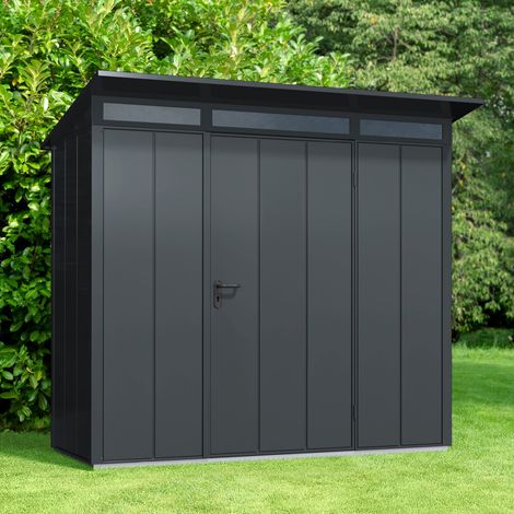 Hörmann Ecostar Metall-Gerätehaus Elegant mit Pultdach Typ 1, 248 x 153 cm, anthrazitgrau, 2,6 m², 1-flüglige Tür