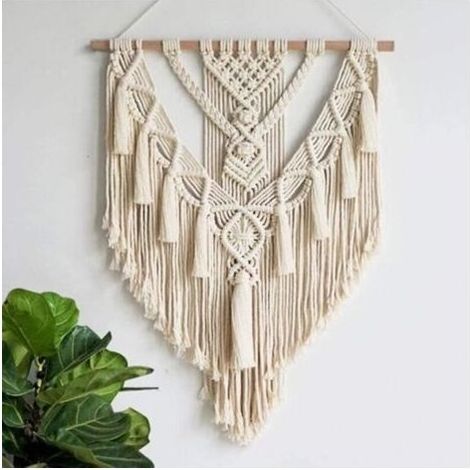 Macramé Tenture Murale 55 x 70 cm Macramé Tapisserie Tapis Mural Tisses Main Interieur Exterieur Decoration (1/4)