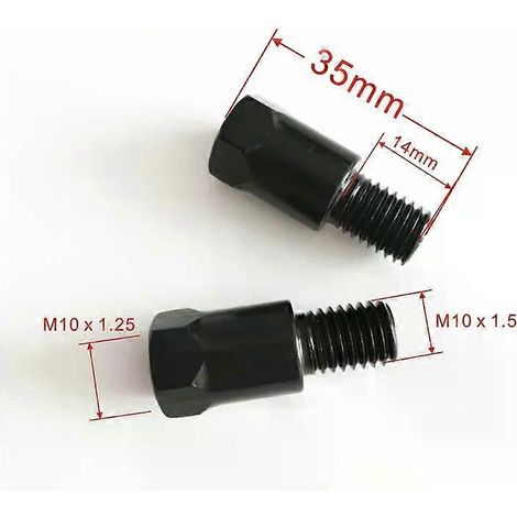 2 adaptateurs de rétroviseur M10 M10x15 M10x125 universels noirs pour moto, boulons en acier pour BMW R1200GSJXLGV (1/5)