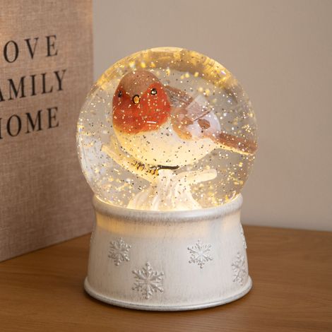 18cm Robin Christmas LED Water Spinner Snow Globe with Warm White Lights (1/5)