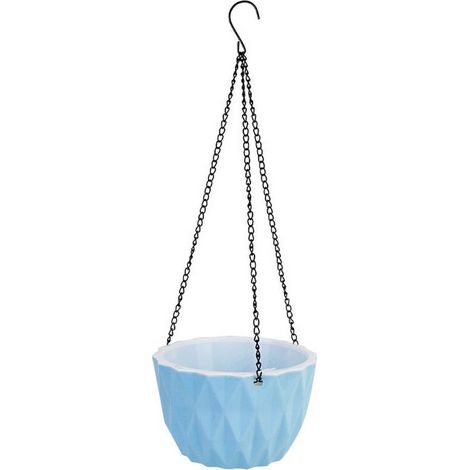 Panier Suspendu - Pot à Fleurs Auto-Irrigué - En Résine PPE - Pour Jardin Mural ou Balcon - Taille Moyenne - Bleu - 1 Pièce (1/5)