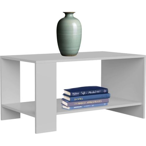See Mesa de Centro Salón Comedor Estilo Contemporaneo en Color Blanco Mate 90x46 cm