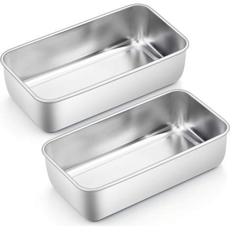Lot de 2 moules à pain rectangulaires en acier inoxydable pour pain, gâteau, toast, sain, facile à nettoyer et passe au lave-vaisselle, 2214.56.5cm