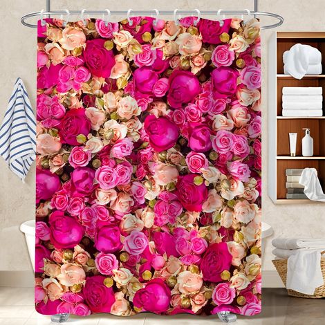 Kit rideau de douche en polyester 180x180 bordure lestée rideau étanche pour personne à mobilité réduite (1/5)
