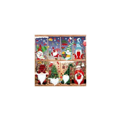 Wiederverwendbare Weihnachtsfensteraufkleber, Weihnachtsfensteraufkleber, Wichteldekorationen, Weihnachtsmann-Fensteraufkleber, Weihnachtsfensteraufkleber - Crezuo