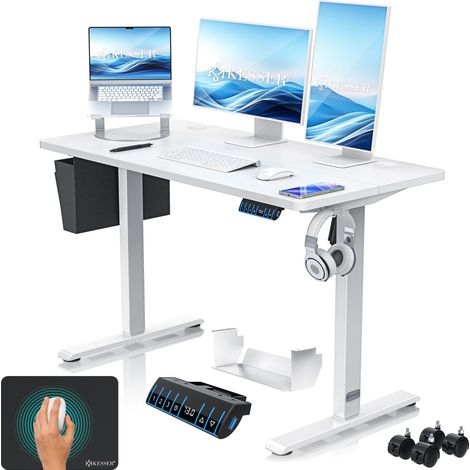KESSER® Escritorio eléctrico regulable en altura - 120x60 cm, blanco