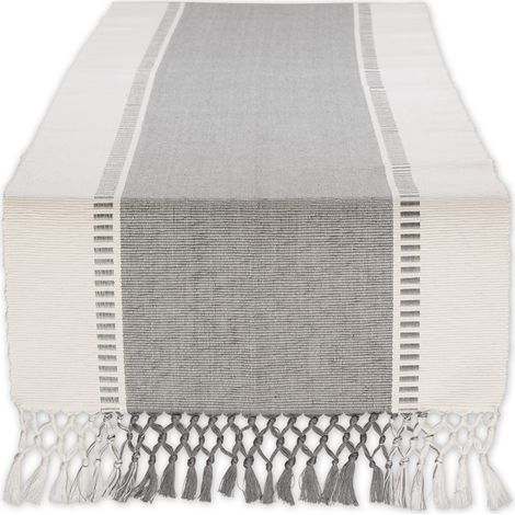 Chemin de Table tissé en Coton, Gris Froid, 33 x 182 cm (1/5)