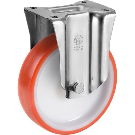 Roulette fixe diamètre 150 mm roue polyuréthane rouge - 300 Kg (1/2)