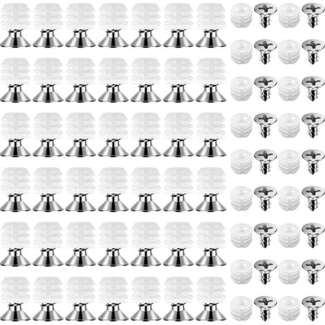 Lot de 150 Cheville de Charnière en Plastique M4x8mm avec Vis M4x8mm,Blanc Cheville Inserts Accessoires pour Portes d'Armoires Bureaux Chaises (1/5)