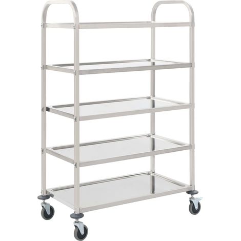 Desserte de cuisine en acier inoxydable - Polyvalents et Robustes 5 niveaux - 107 x 55 x 147 cm-Dimensions 5 niveaux - 107 x 55 x 147 cm (1/5)