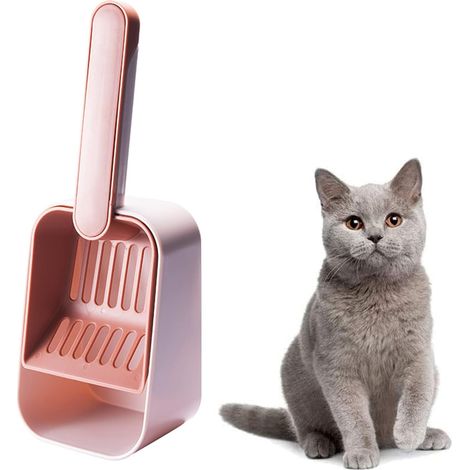 Cuillère à Litière pour Chat, Cuillère de Nettoyage, Accessoires pour Animaux de Compagnie, Grande Taille 8,8 x 12 x 32 cm pour Nettoyer la Litière (2 Pièces) (Rose) (1/5)