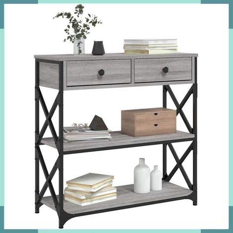 834198 Table console sonoma gris 75x28x75 cm bois d'ingénierie (1/5)