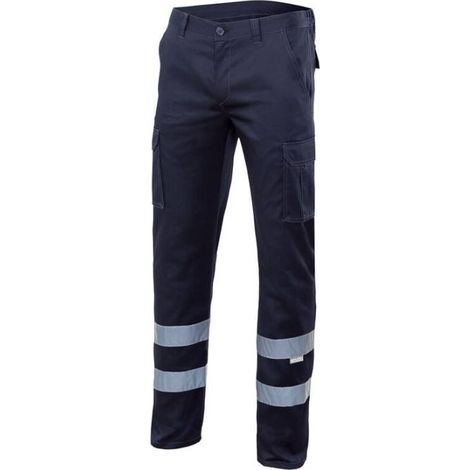 Pantaloni multitasche elasticizzati con bande riflettenti VELLILA Blu navy 44