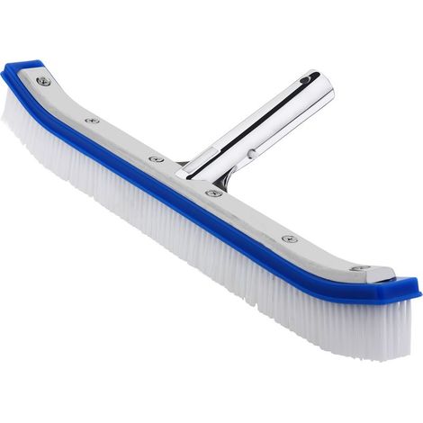Brosse de nettoyage pour piscine 46 cm, poils durs en PVC, tête de raccordement en aluminium, idéale pour le nettoyage optimal des coins et parois (1/4)