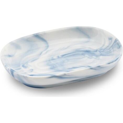 Porte-savon en céramique, porte-savon en marbre antidérapant, porte-savon de salle de bain, porte-savon solide pour cuisine, baignoire, évier et douche (bleu)