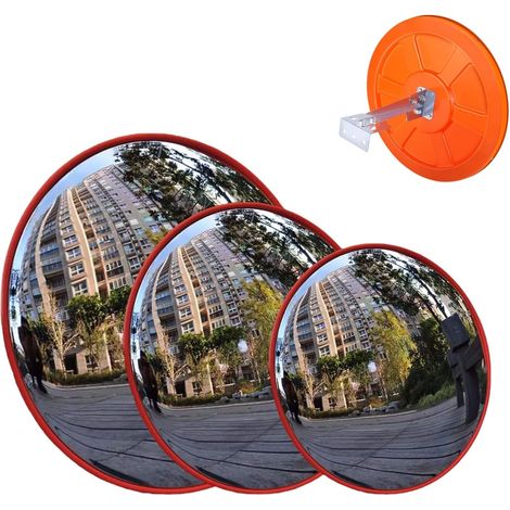 miroir de circulation convexe de 45 cm/18 pouces-miroir de sécurité grand angle de 130°, adapté aux angles morts,voies, garages et entrepôts-miroir de sécurité extérieur avec support mural réglable