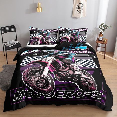 Ensemble de literie avec imprimé Moto-Cross pour enfants et adultes, 200x200cm