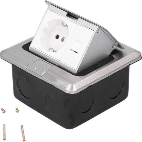Prise de Sol Etanche, Prise Intégrée Prise de Terre AC 250 V avec Construction en Acier Inoxydable Pouvant être Mise à la Terre Boîte de Prise électrique au Sol Escamotabl (1/5)