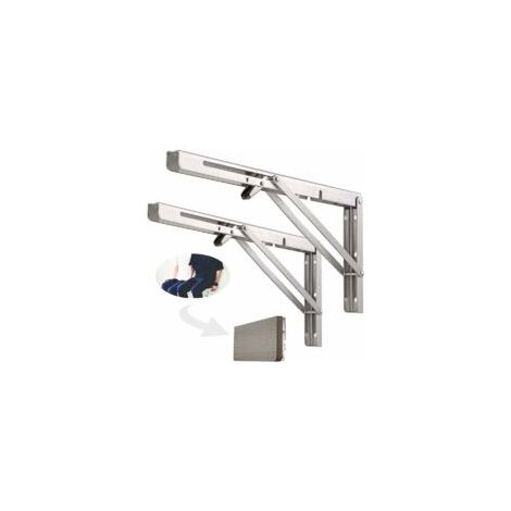 Étagère murale pliante 500 mm – Acier inoxydable 304 – Support pliant pour établi – Charge max 181 kg – Lot de 2 – Argenté (1/4)