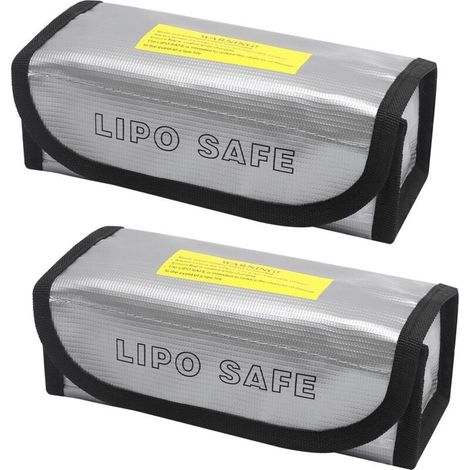 Lot de 2 sacs anti-explosion pour batteries LiPo, ignifugés et résistants aux explosions, pour la charge et le stockage. Protection, stockage et sécurité ignifuges pour vos batteries. (1/4)