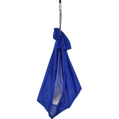 Hamac de Yoga Aérien Élastique Résistant 25KN avec Chaînes Marguerite et Anneau en O pour Raffermissement Corporel - Bleu Royal (1/5)