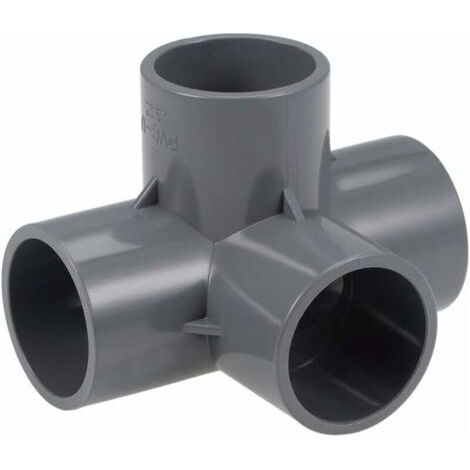 Coude à 4 voies Raccord de tuyau en PVC Qualité du meuble 32mm Raccords d'angle en T Gris 10Pcs (1/4)