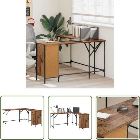 Bureau industriel - Bureau Bois Ancien 141 x 141 x 75 cm Bois d'ingénierie (1/5)