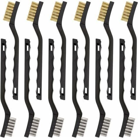 Lot de 12 mini brosses métalliques en acier inoxydable et laiton (1/5)