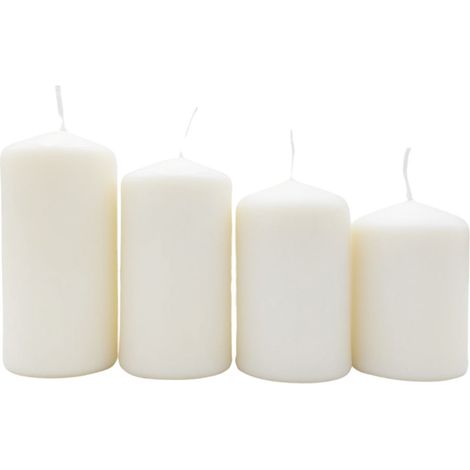 Adventskerzen weiß 4er Stumpenkerzen Weihnachtskerze Stufenkerzen Stumpen Kerze (1/5)