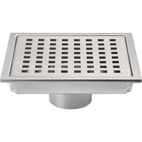 Siphon de sol carré de 6 pouces, grille avec couvercle amovible, acier inoxydable SUS304, nickel brossé (1/4)