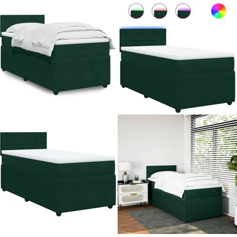 Boxspringbett mit Matratze Dunkelgrün 80x200 cm Samt - Boxspringbett - Doppelbett - Samtbett - Grünes Bett - LED Beleuchtung - Home & Living (1/5)