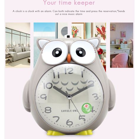 Réveil silencieux en forme de hibou mignon avec fonction snooze, idéal pour les enfants. Parfait pour la chambre à coucher. (1/3)