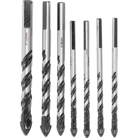 7-teiliges Spiralbohrer-Set, multifunktionaler dreieckiger Spiralbohrer aus schwarzem Hartmetall