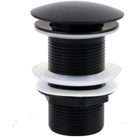 Bonde de lavabo noire anti-fuite avec panier filtrant, bonde de lavabo de salle de bain en laiton (1/5)