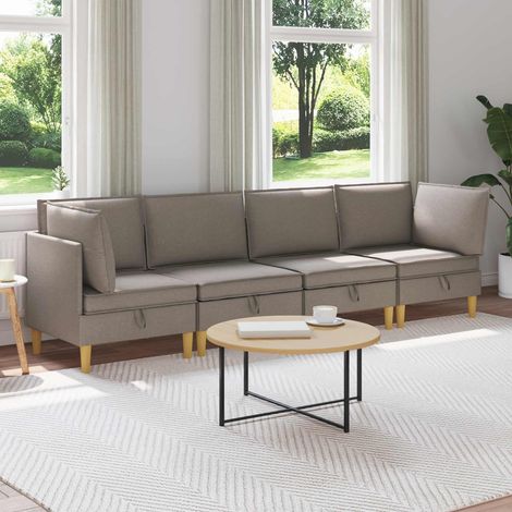 vidaXL Canapé modulaire avec rangement 4 pcs Taupe Tissu (1/5)